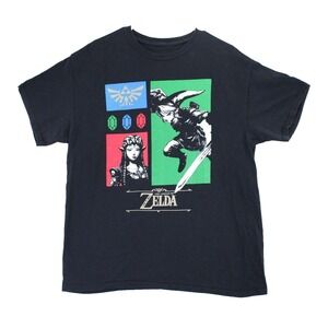 The Legend of Zelda‎ Link Princess Zelda T Shirt Mens Size Large Black Nintendo